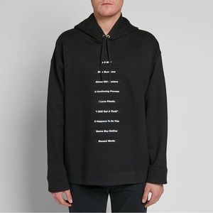 RAF SIMONS X PETER SAVILLE Wording Classic Hoodie Sweatshirt Black and White